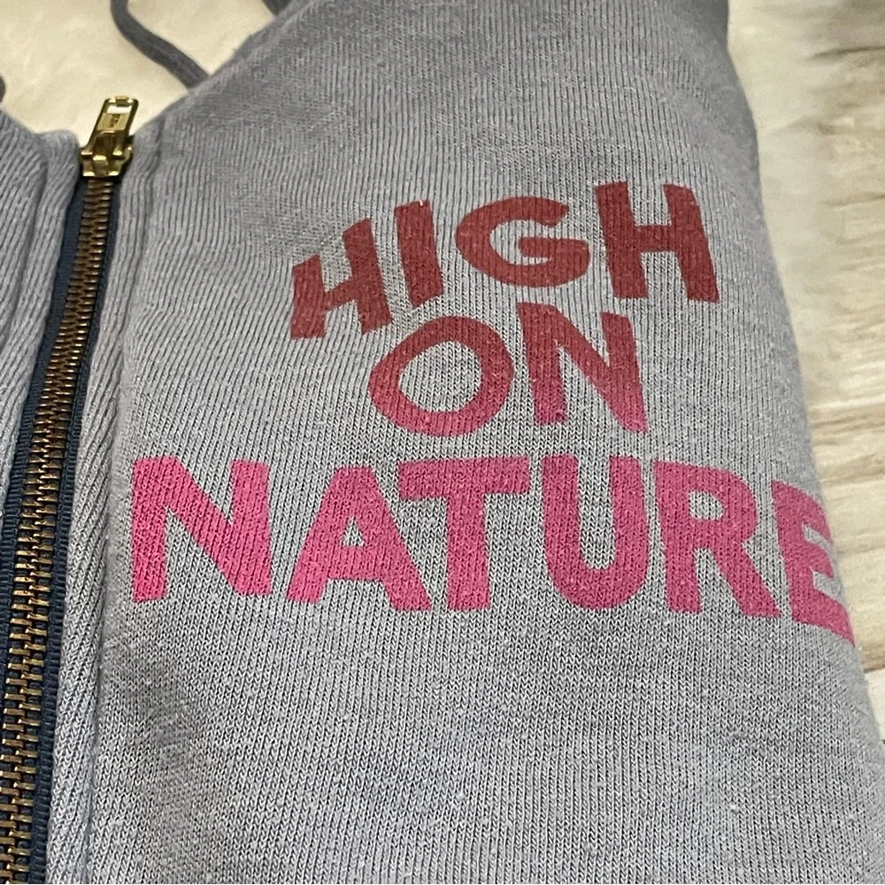 Vintage & Rare Spirtual Gangster “High on Nature” grey & rainbow Hoodie - sz M - Picture 8 of 14